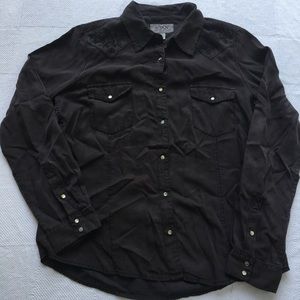 Black Ryan Michael Pearl snap western cut shirt